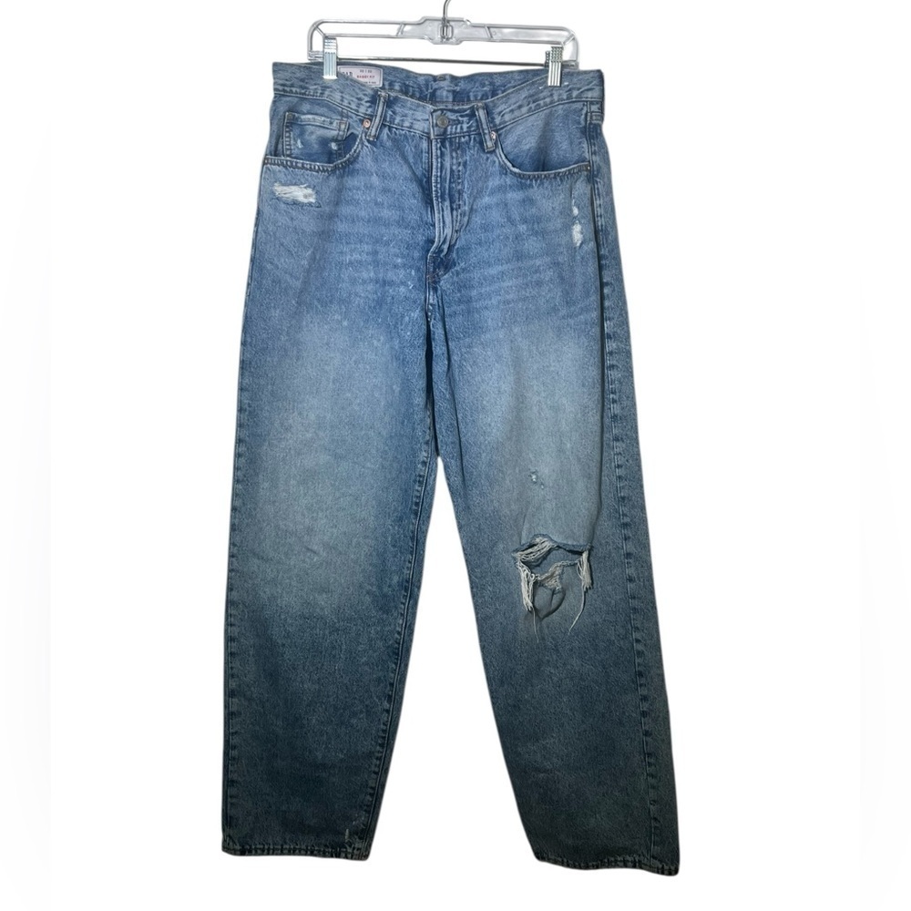 Gap Blue Baggy Fit Distressed Jeans 32 x 32